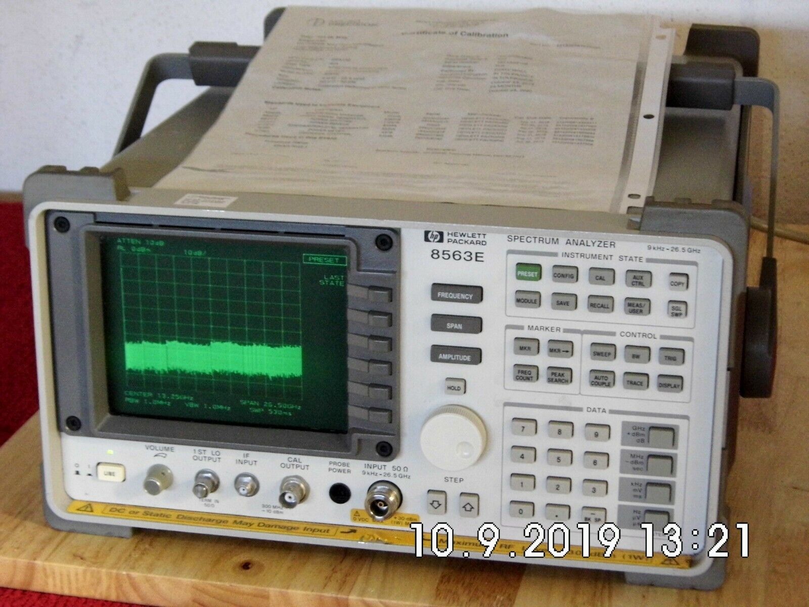 Agilent HP 8563E 9Khz to 26.5GHz Spectrum Analyzer NIST Calibrated Agilent HP 8563E 9Khz to 26.5GHz Spectrum Analyzer NIST Calibrated